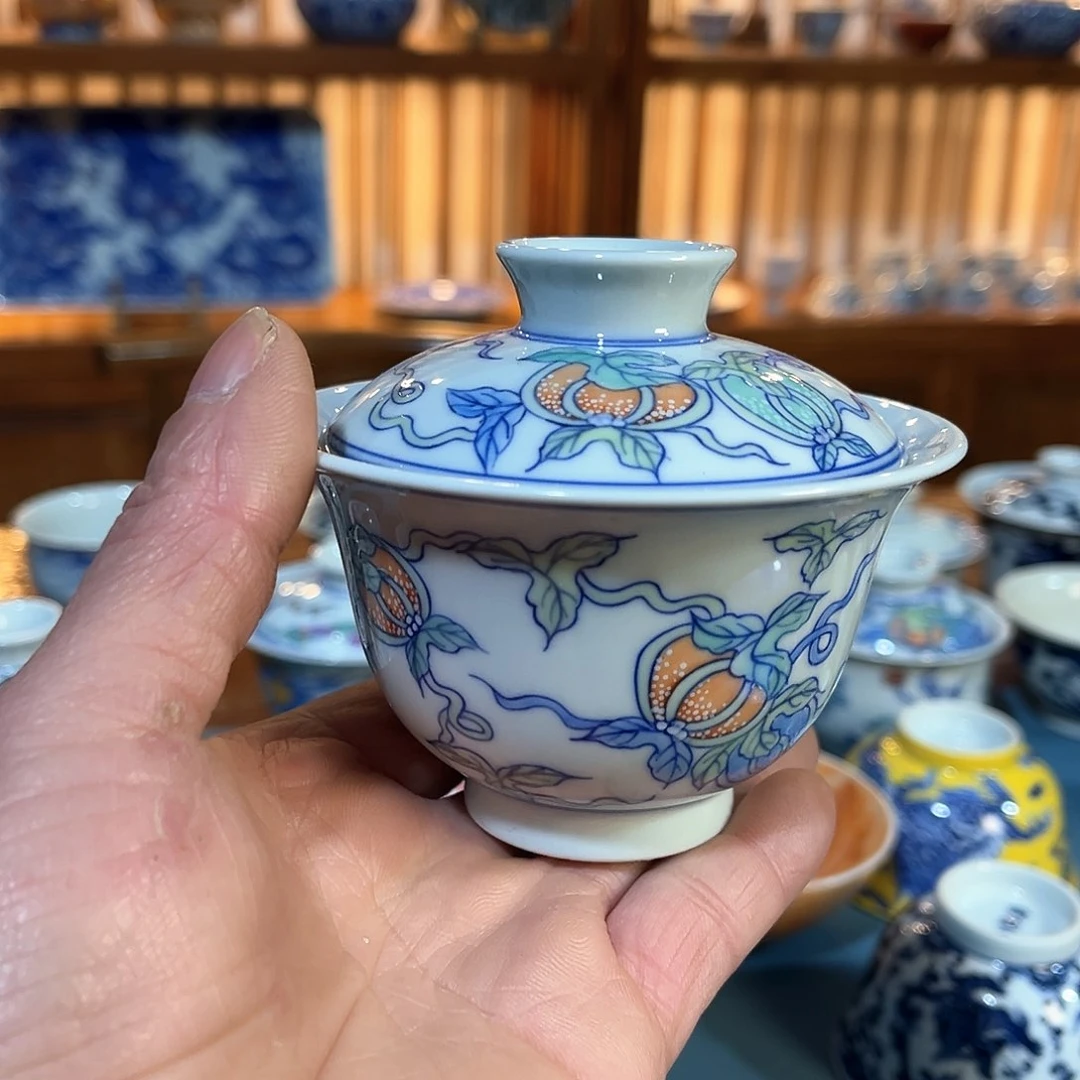 錡镇堂手工手绘盖碗