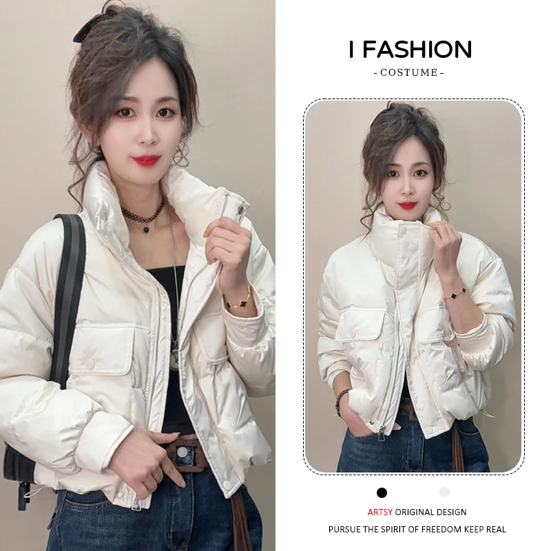 2025高级感女冬新款短款小个子大牌时尚立领休闲棉服保暖面包外套