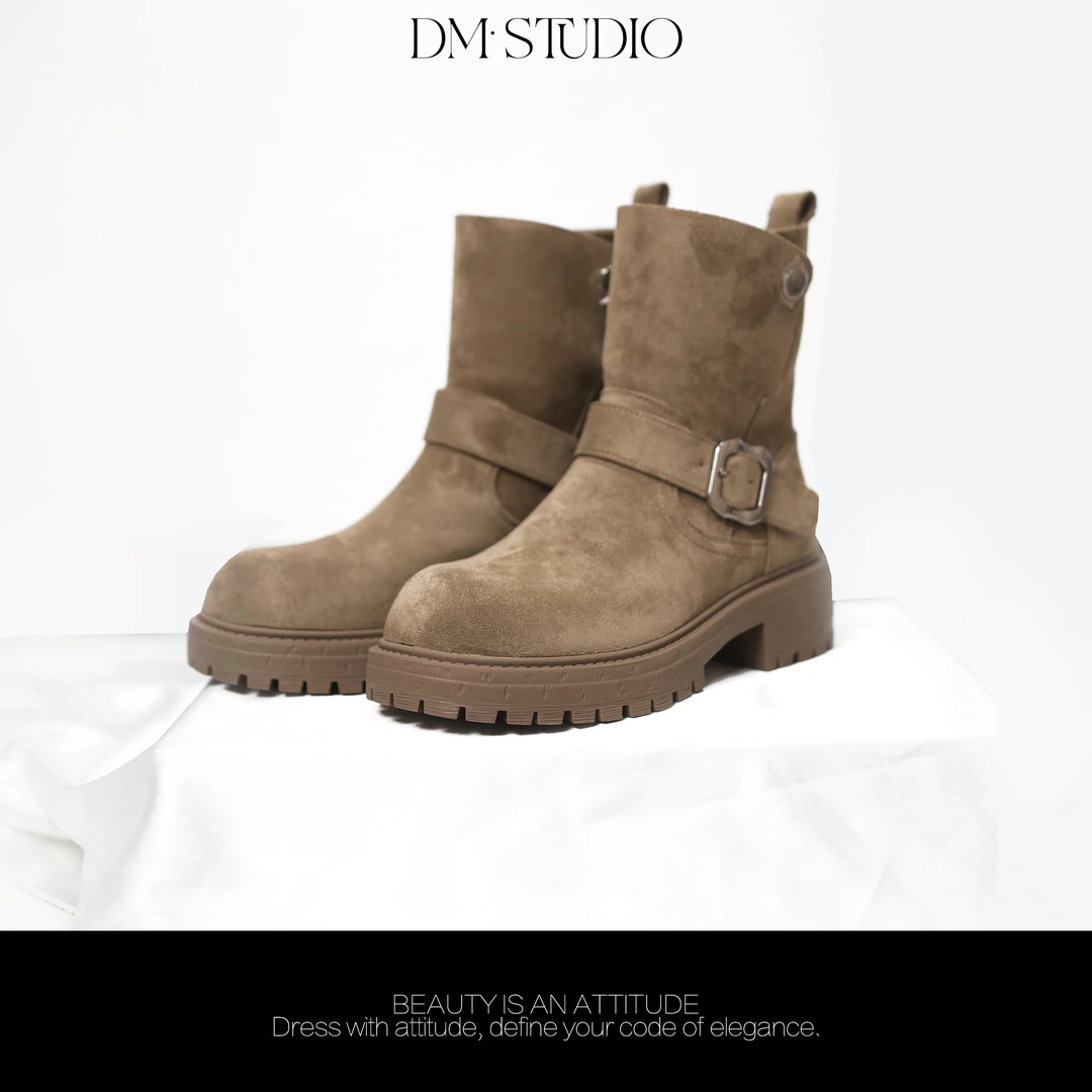 DEDM•STUDIO/气质高级感厚底内增高马丁靴中筒靴2509XZ/M7285-1
