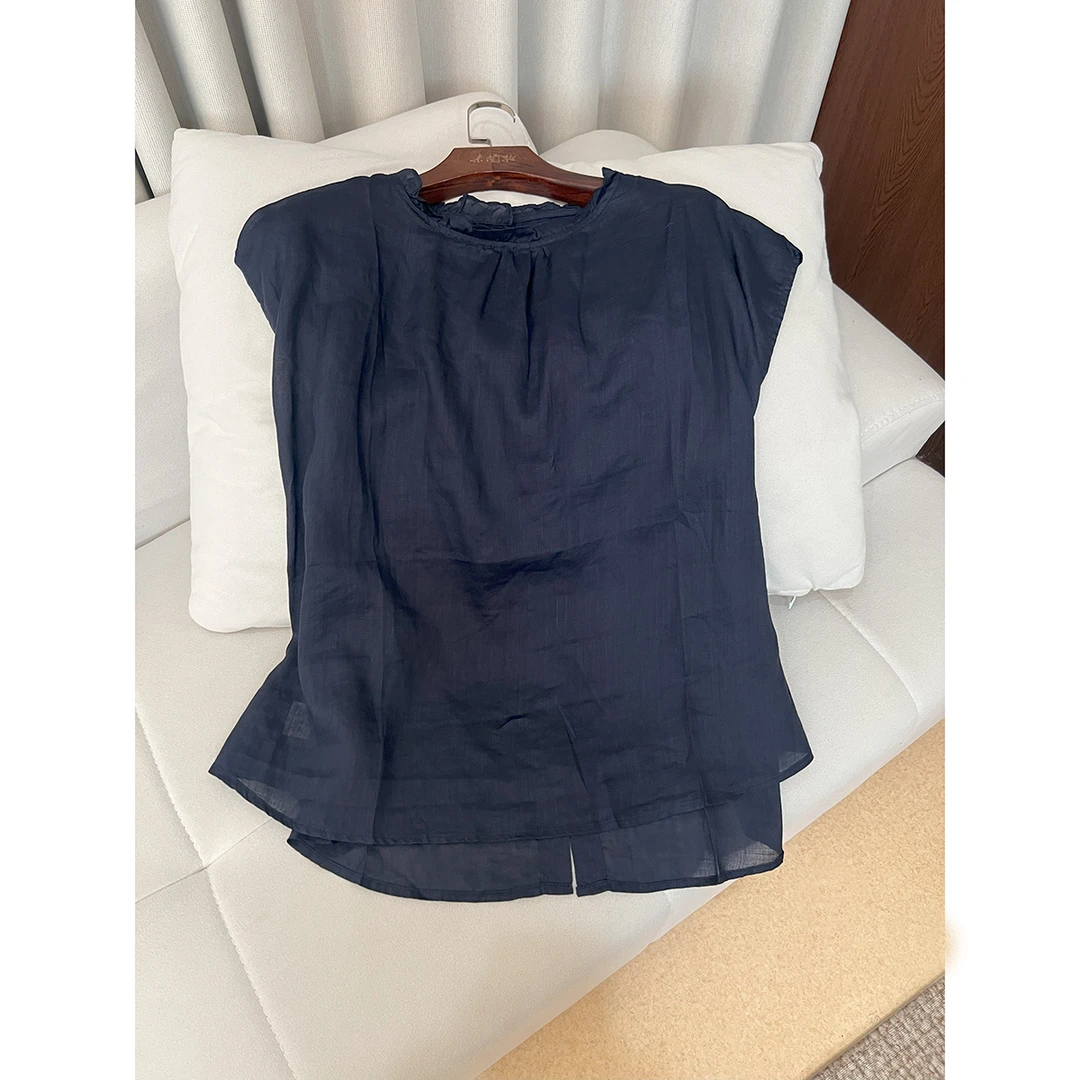 「只做真麻 100%苎麻」复古衬衫女夏季文艺单排扣衬衣短袖上衣 2572