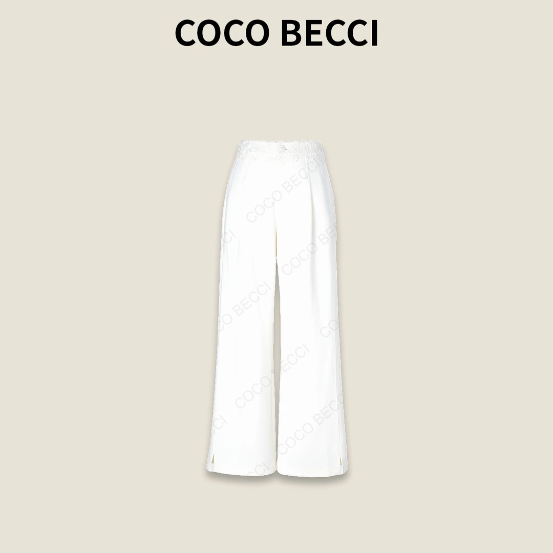 COCO BECCI【万能搭】优雅气质休闲拼蕾丝卫裤YT25JS600001