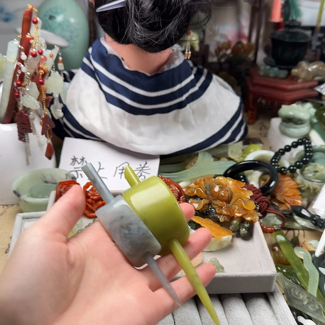 蛇纹石玉合金发饰