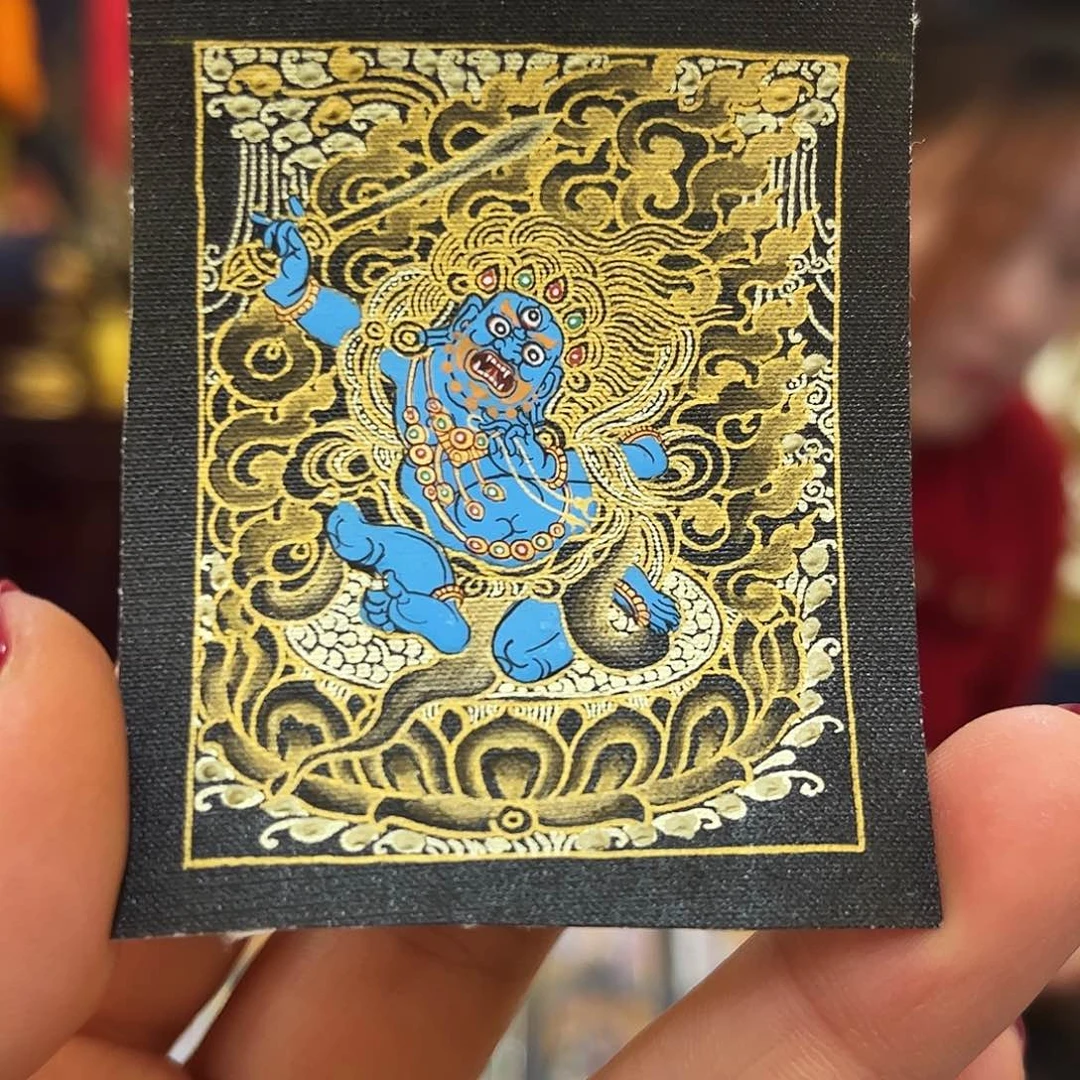 银S925热贡艺术唐卡不动明王