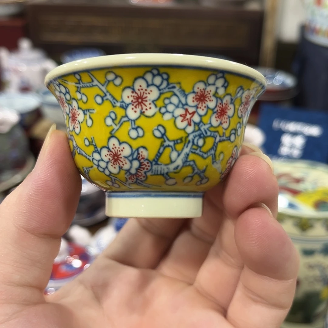 摆件//////景德镇陶瓷杯子。黄。