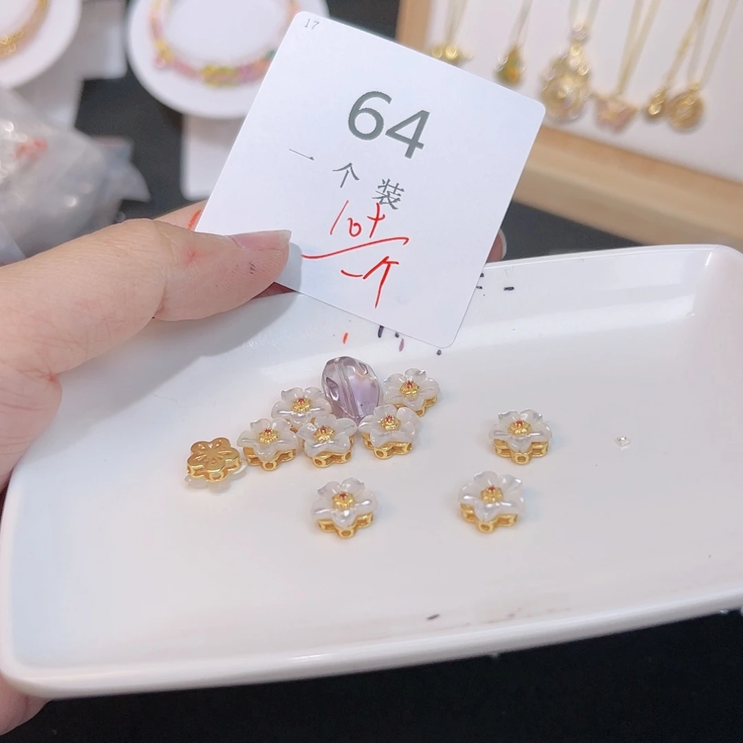 水晶珠宝半成品银S925镀金镶嵌64