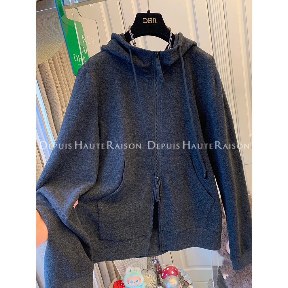 胖妹妹大码240斤双拉链绒连帽衫卫衣女秋冬新款宽松外套内搭上衣