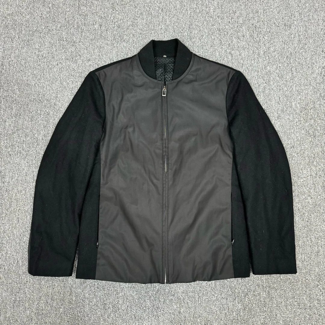 95新 DIOR/迪奥 11037429 黑色羊毛拼接外套 44码