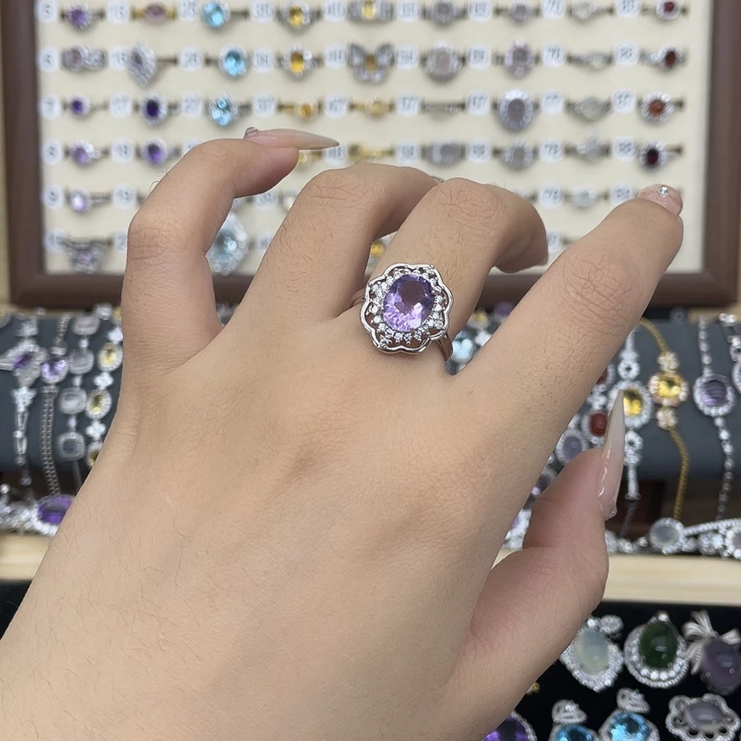 戒指银S925镶嵌紫晶