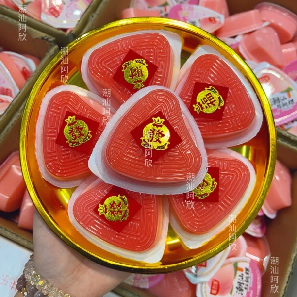 红桃粿果冻双色果冻桃粿型果冻