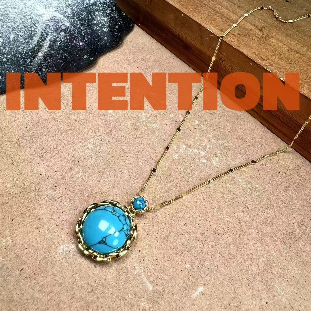 吊坠 INTENTION 中式高瓷蓝色【圆圆满满】吊坠带链子AE1168