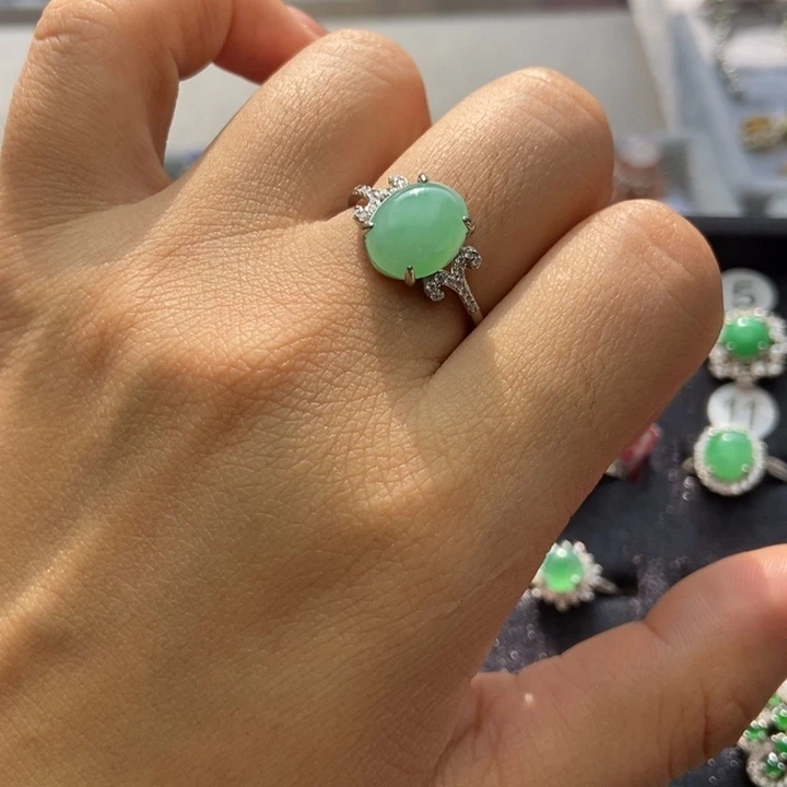 翡翠戒指银S925镶嵌戒指