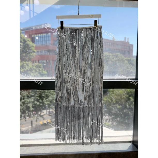 【氧气银河】小众设计亮片流苏【半身裙】