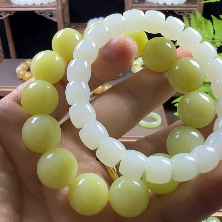 青***旧和田玉（糖玉）未镶嵌手链