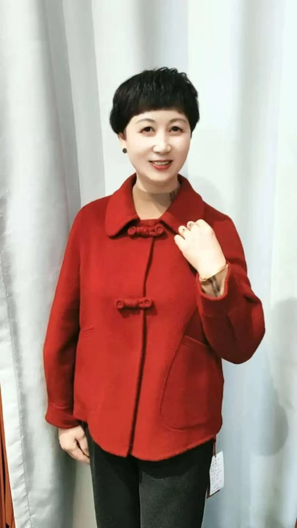 新款双面呢纯色女外套