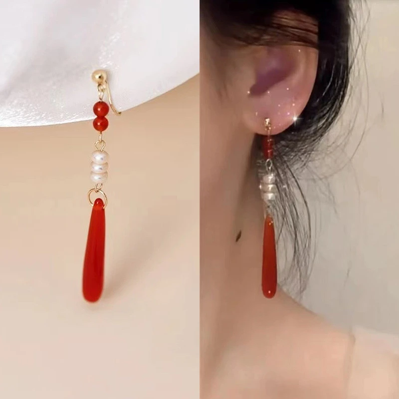 推新中式古风珍珠耳夹女无耳洞新款高级感轻奢小众国风古装汉服耳