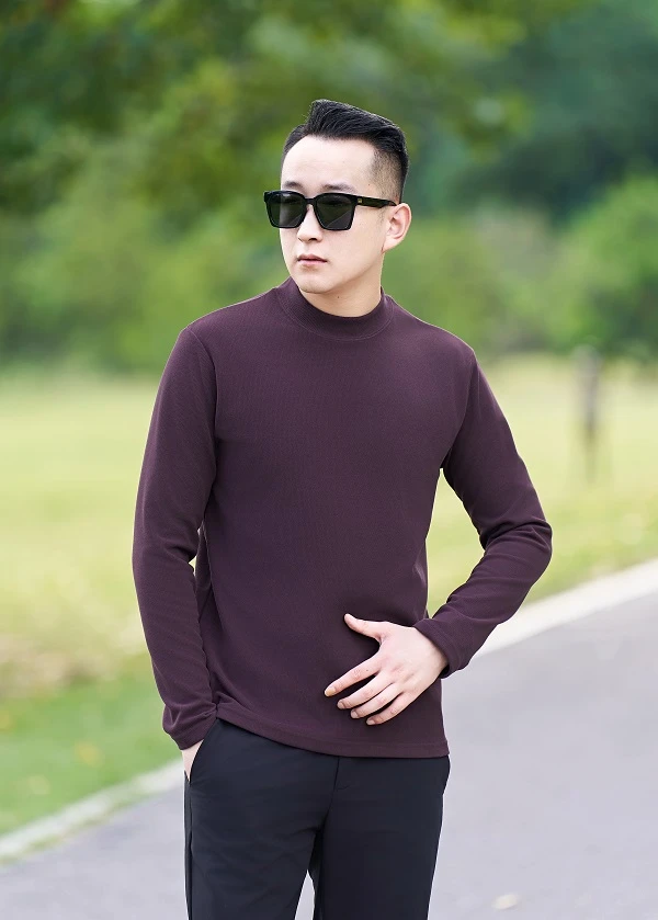 【龙骨纹提花德绒】秋冬新款男士长袖纯色圆领休闲宽松保暖时尚百搭