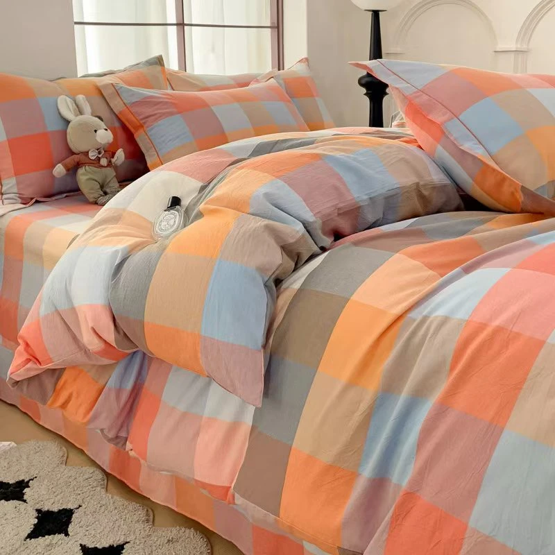 春季新款简约亲肤柔软印花单双纯棉四件套四季可用家用床上用品