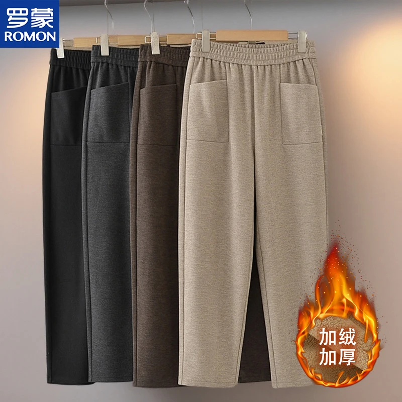 罗蒙中老年人外穿加厚棉裤奶奶装休闲保暖长裤冬装松紧腰棉裤子女