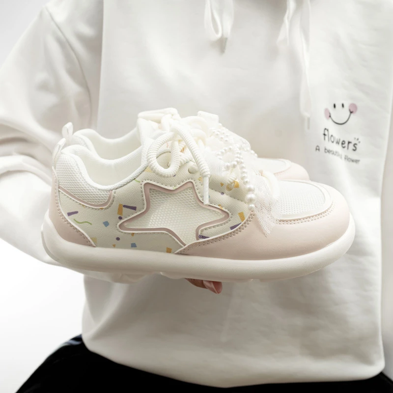 网面透气德训鞋女轻便休闲鞋运动百搭板鞋夏季新款中学小白鞋