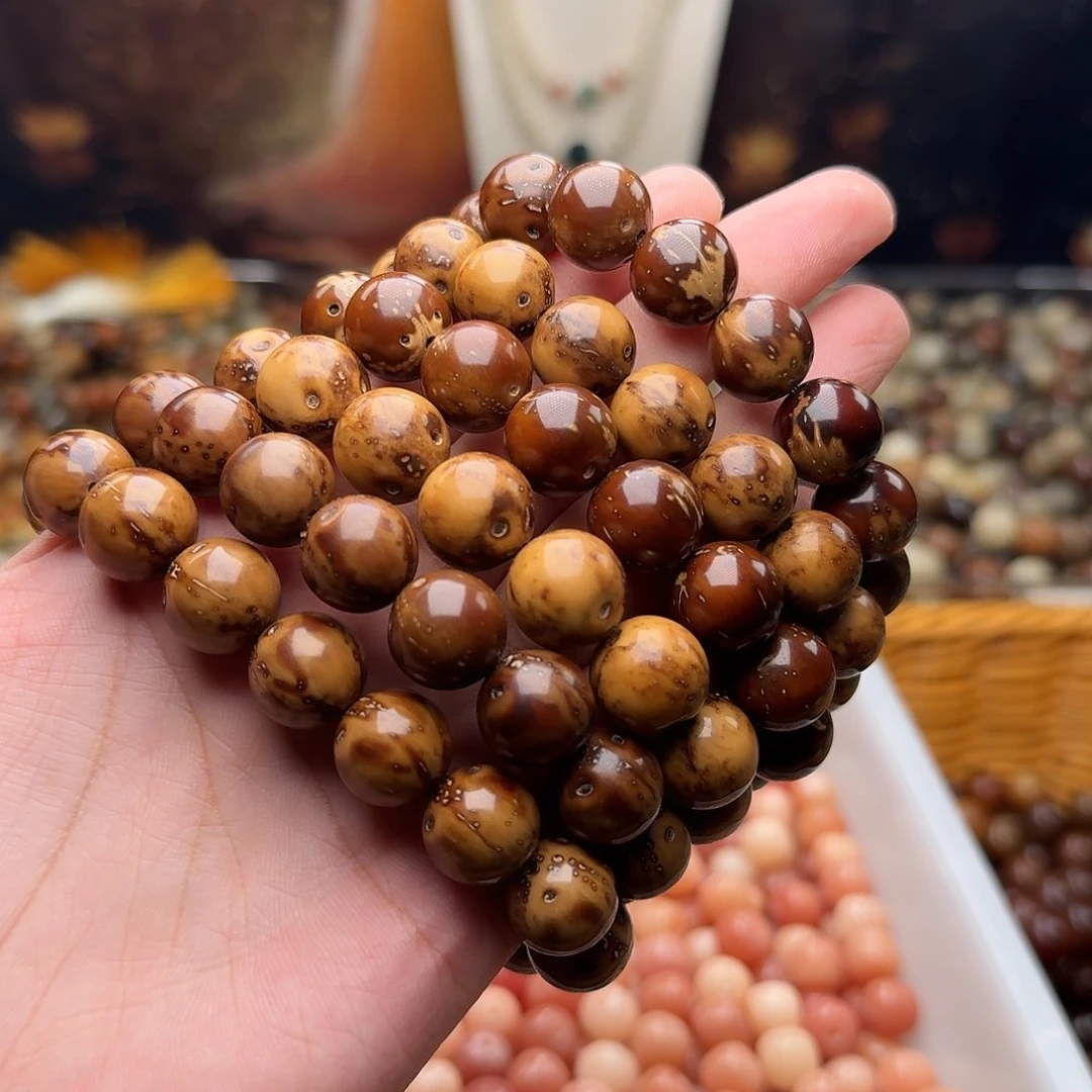 菩提根/象牙果吊坠一条棕黄紫金鼠13圆成品