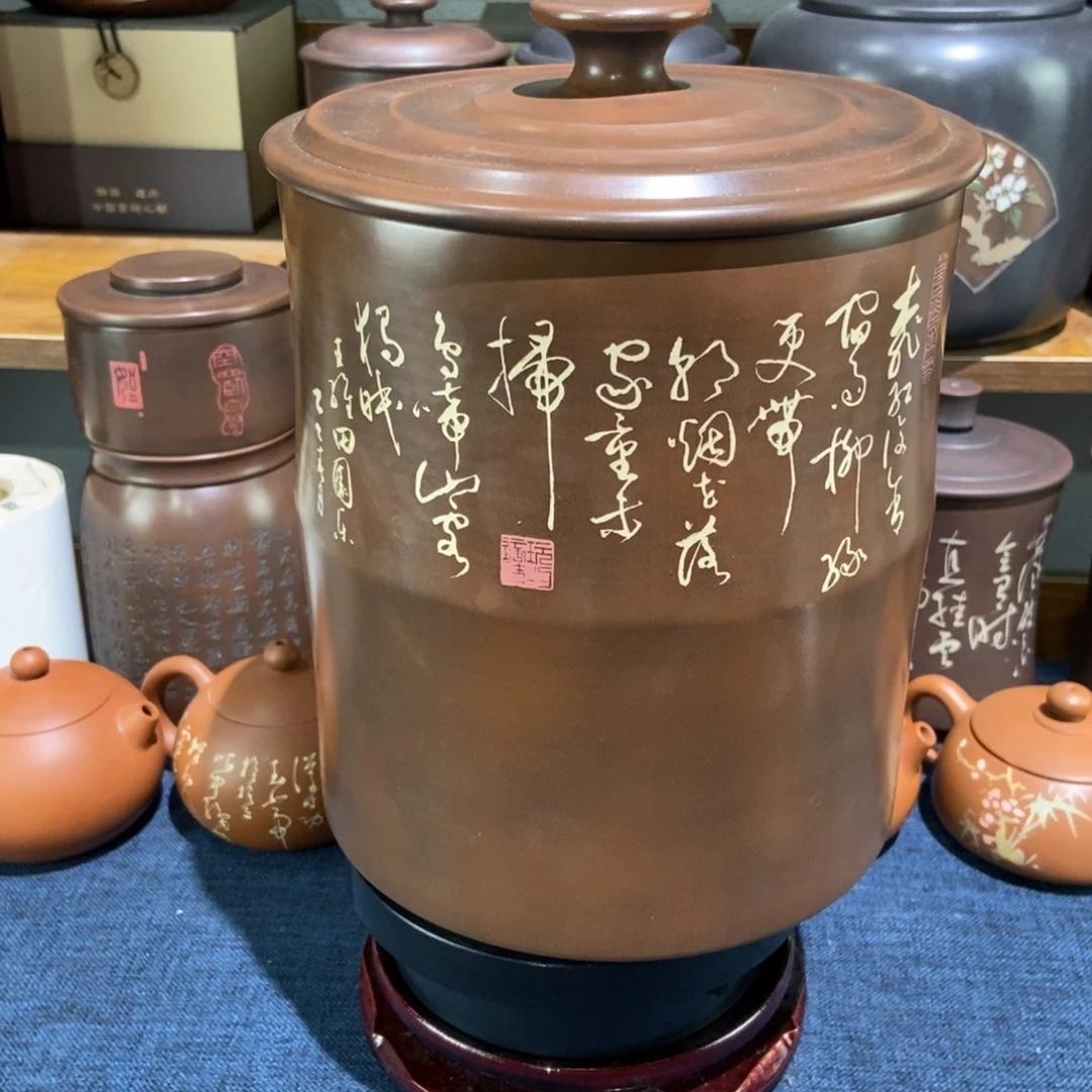 9建水紫陶手工精莫醒茶罐