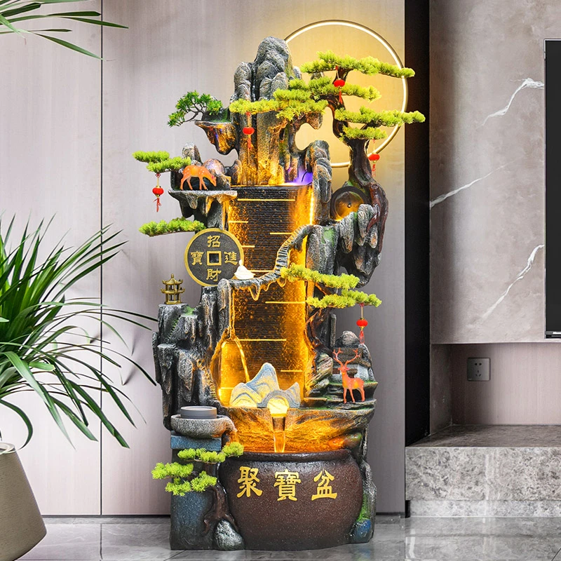 假山流水喷泉客厅循环水招财风水轮办公室造景生财聚宝盆装饰摆件
