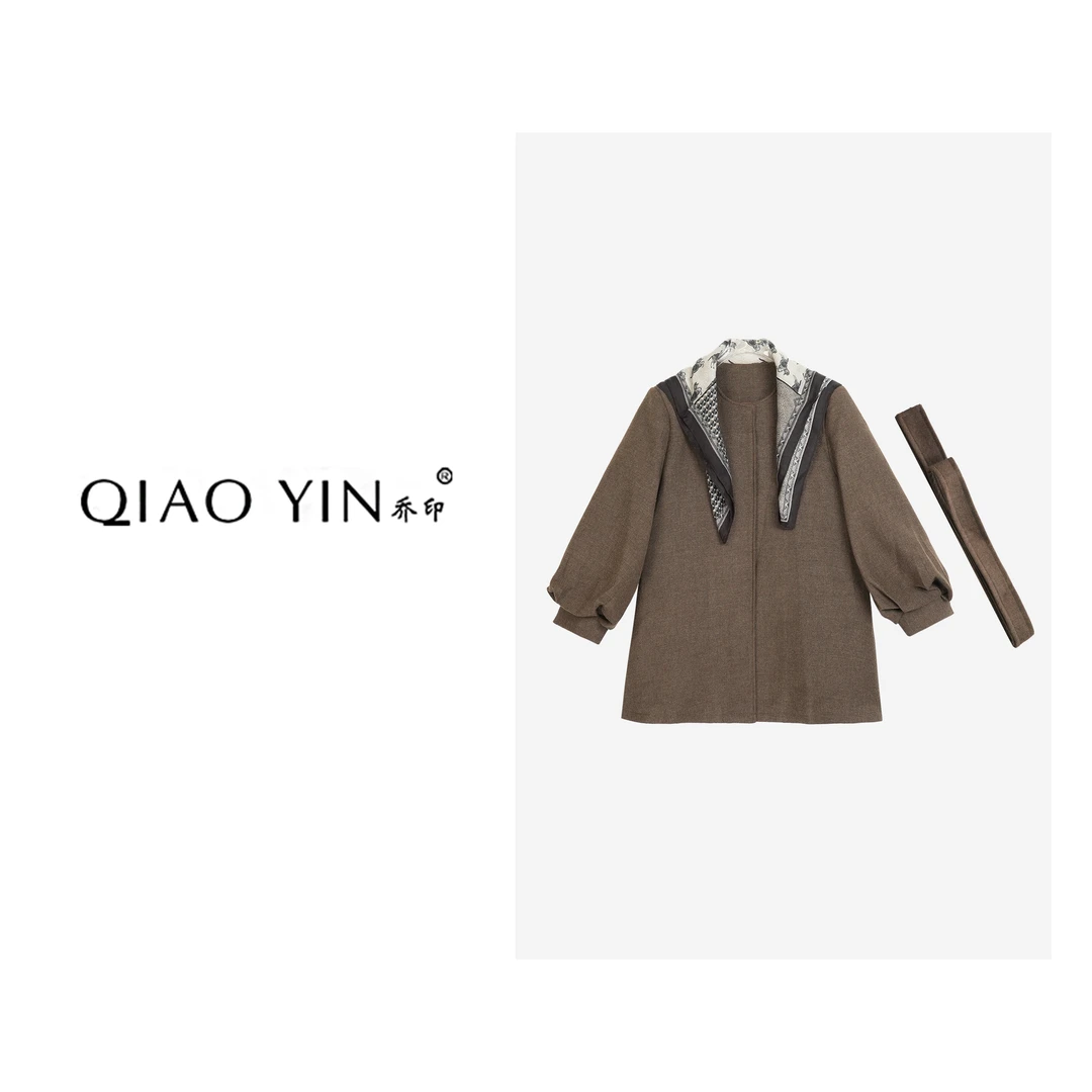 QIAO YIN“外套“秋季设计师长袖外套百搭中长款QY28417