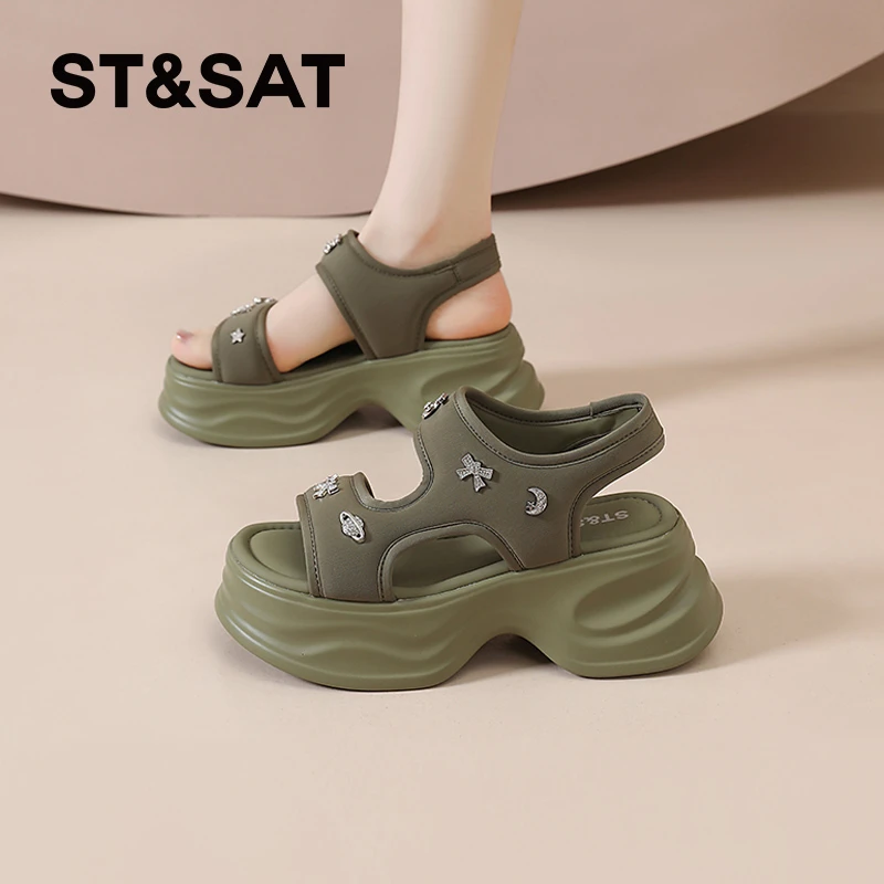 星期六轻便凉鞋女款2025夏季新款女士休闲鞋小个子软底百搭沙滩鞋