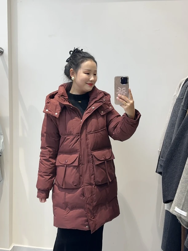 2024女士加厚连帽潮流韩版保暖秋冬中长款