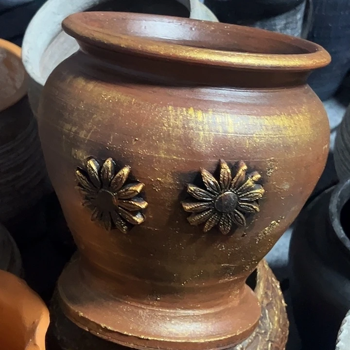 粗陶盆带孔高20口19