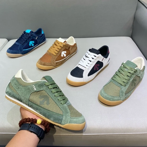 2025早秋新款低帮系带拼接亚麻舒适板鞋防滑软底休闲鞋百搭男鞋