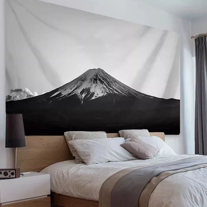 现代简约富士山墙面装饰超大背景布客厅沙发卧室壁挂毯床头挂布