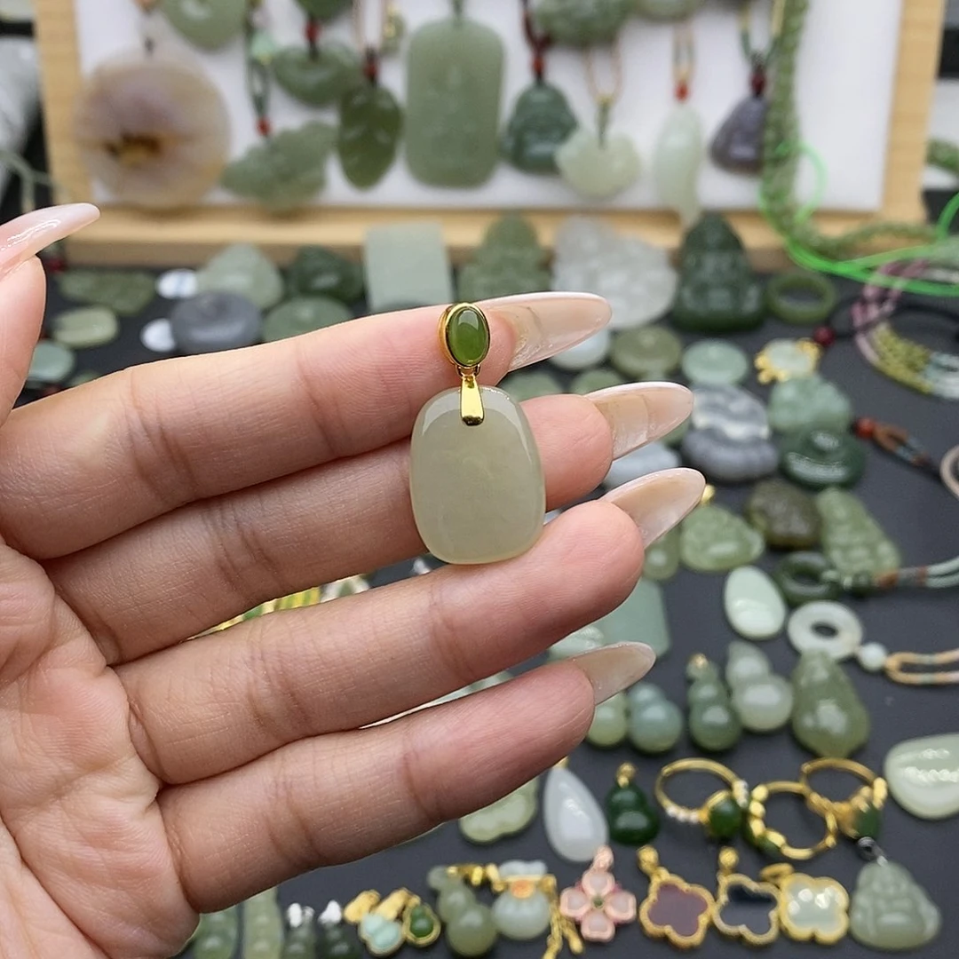 和田玉吊坠(不含链)银S925镶嵌