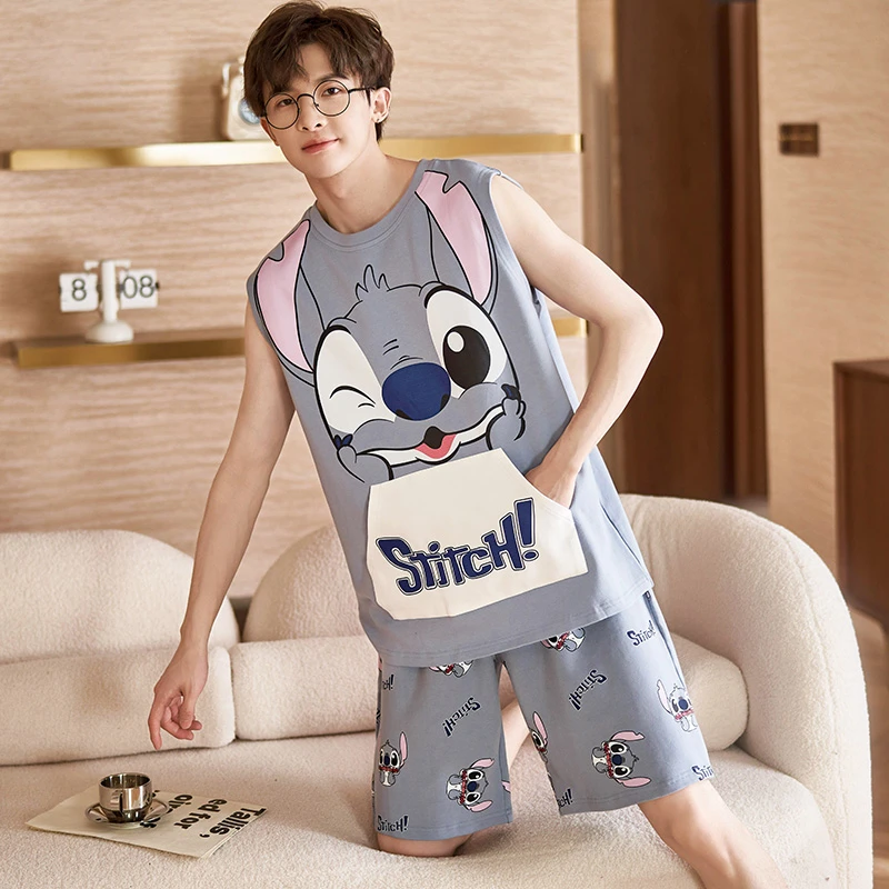 莫代尔睡衣男款夏季背心2025新款大码薄款冰丝无袖男士家居服套装