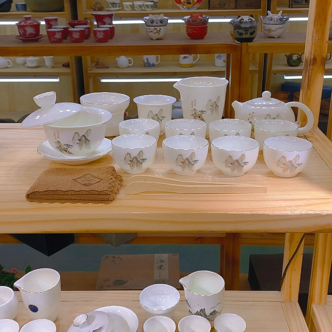 【不止】羊脂玉瓷茶具套装