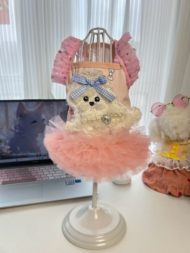 宠物公主裙狗狗猫咪衣服春夏透气吊带背心裙（背长23 胸围35）