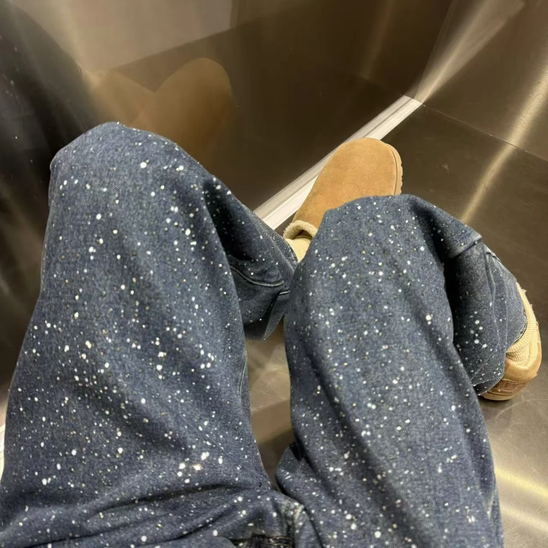 《大韩韩推荐》闪闪牛仔裤大码女冬季显瘦气质百搭深蓝直筒水洗镶钻