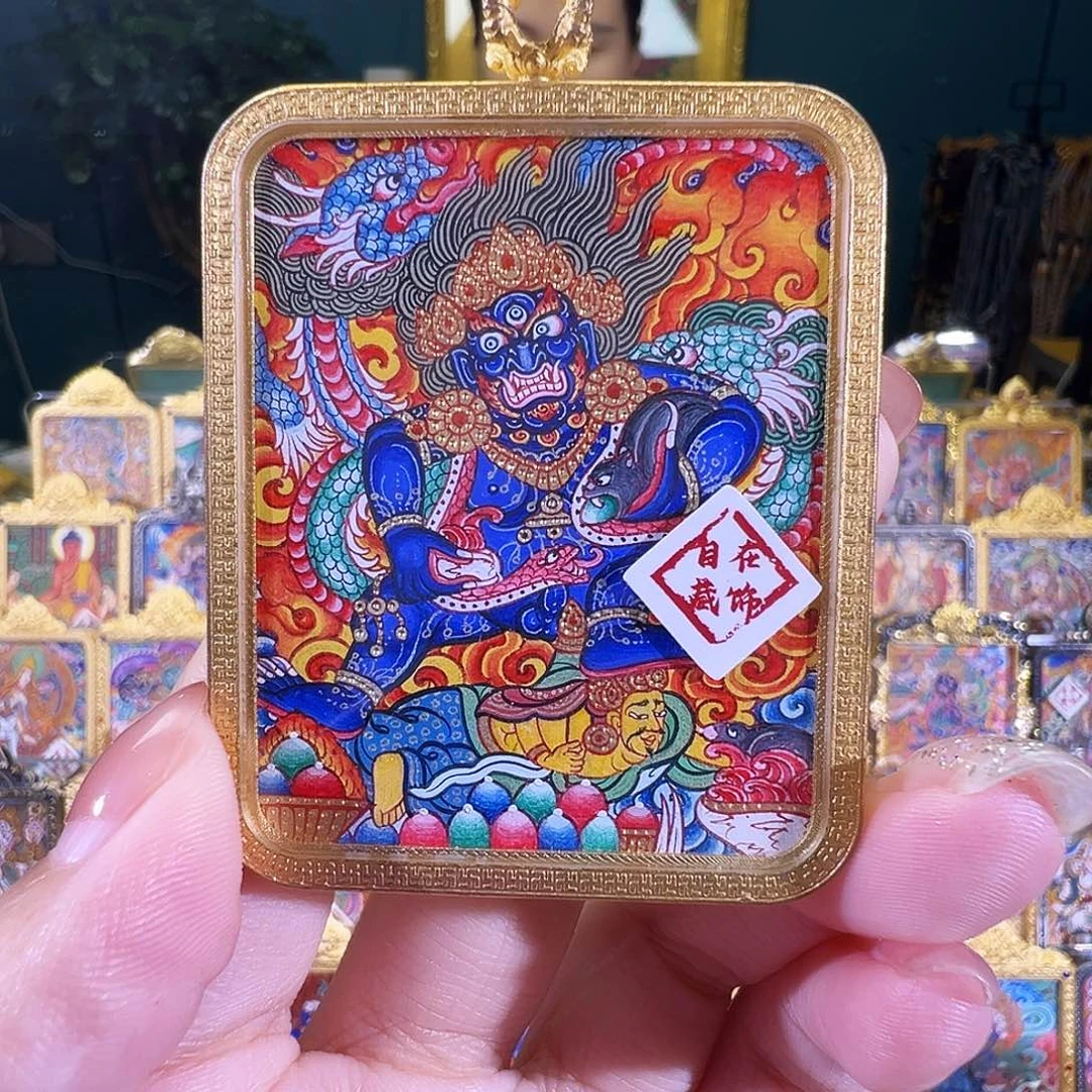 吊坠黑财热贡纯手绘唐卡
