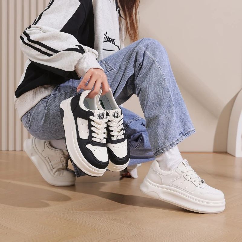 北院同学厚底增高板鞋女款2025新款爆款春秋季轻便百搭学生小白鞋