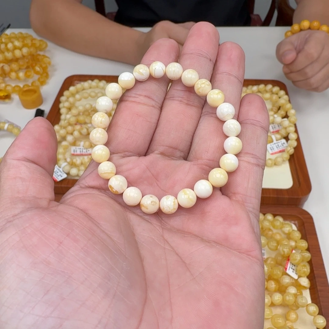 蓝珀未镶嵌手链蜜蜡手串