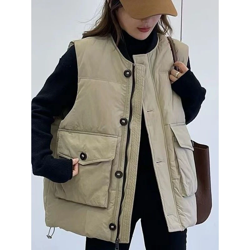 潮牌高端新款棉服马甲女秋冬季休闲百搭宽松保暖棉衣坎肩马夹外女