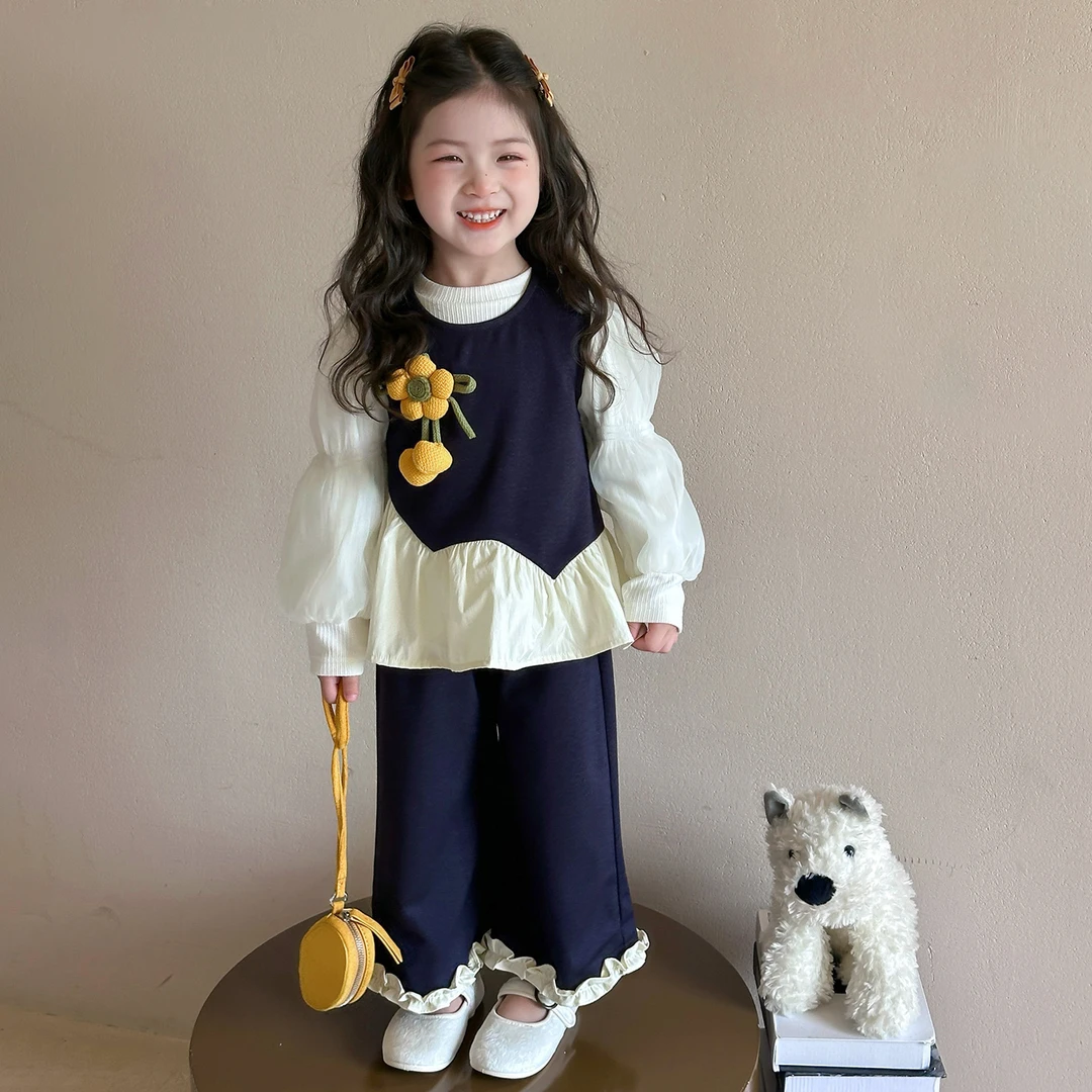 女童春秋款套装2025新款洋气时髦儿童向日葵女孩宝宝秋季秋装早秋
