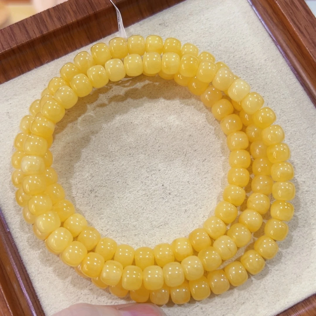 蜜蜡未镶嵌手链7m鸡油黄 108