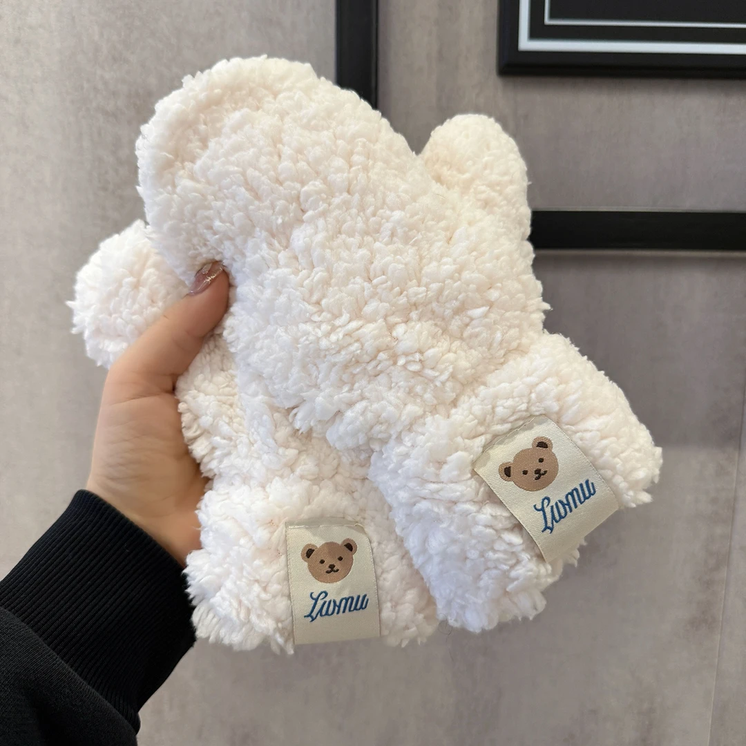 2025毛绒绒手套女冬季保暖加绒加厚防风防寒户外游玩骑行挂脖手套