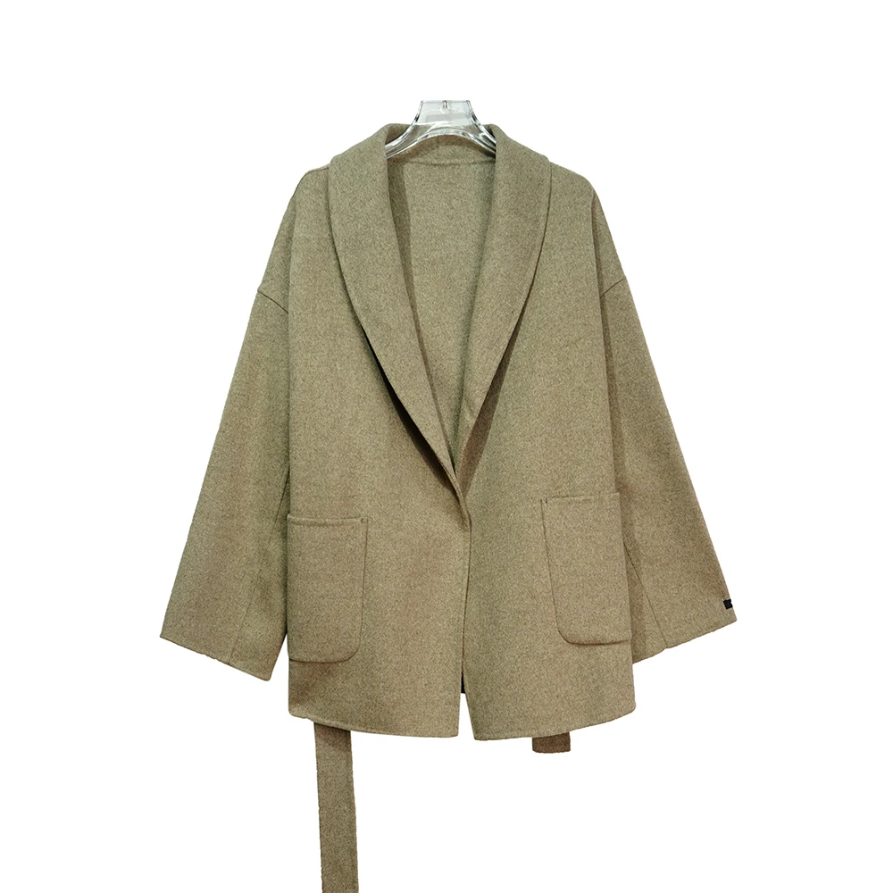 DY103【上新】时尚简约高端腰带温柔短款呢外套3D