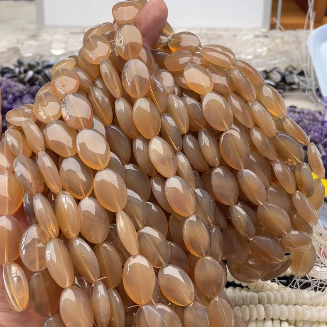 合金玛瑙/玉髓珠宝半成品一条装13*19mm黄欧泊椭圆片