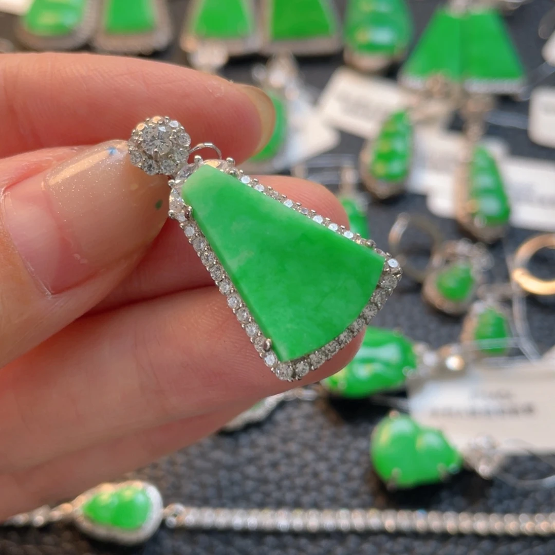 翡翠银S925镶嵌吊坠(不含链)