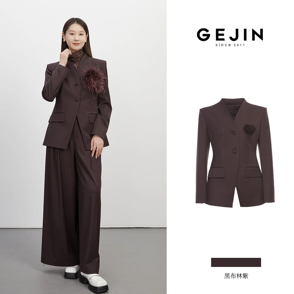 GEJIN/歌锦秋季新款气质设计师轻奢通勤风西装93325903721