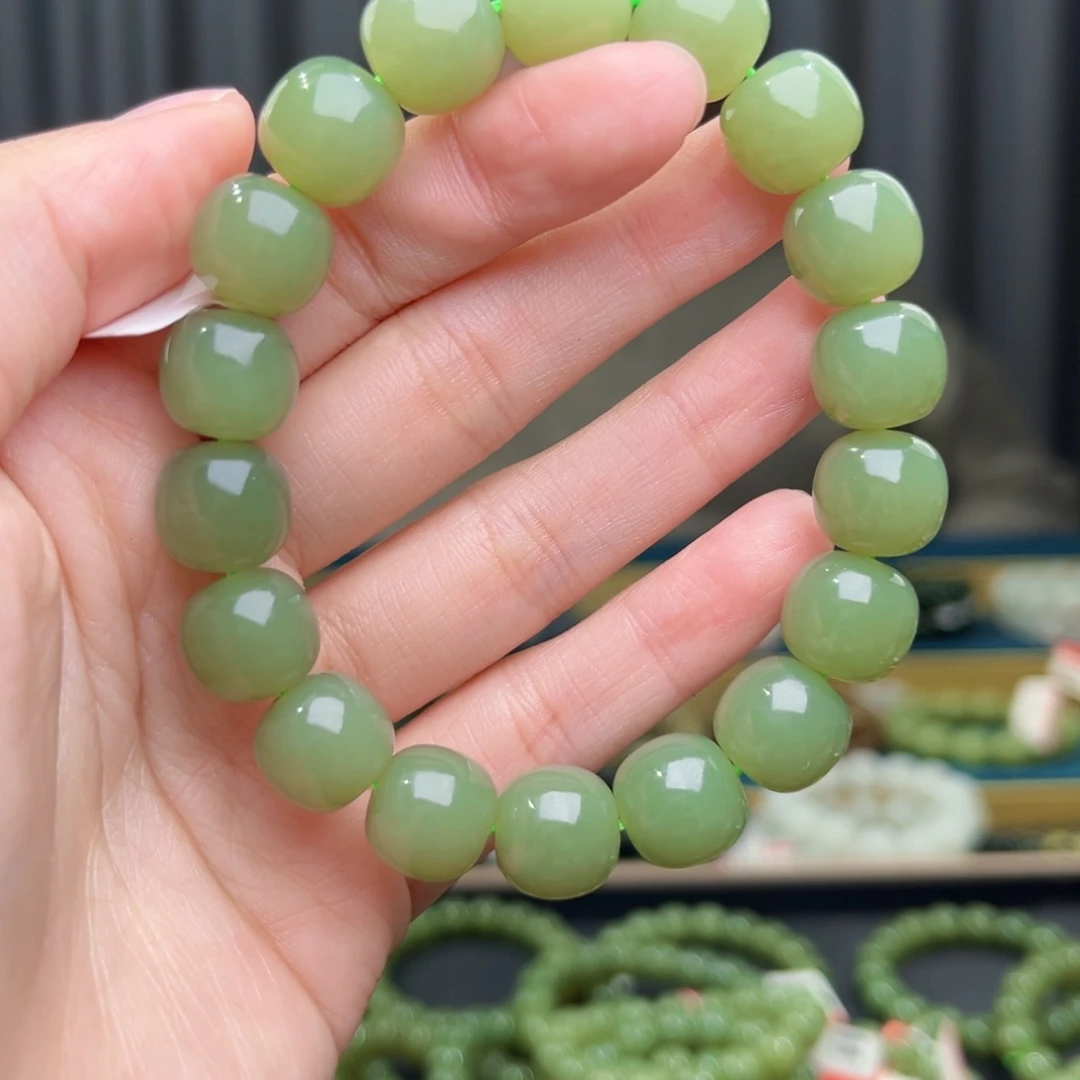 和田玉未镶嵌手串天然和田玉新疆若羌青黄口12老型