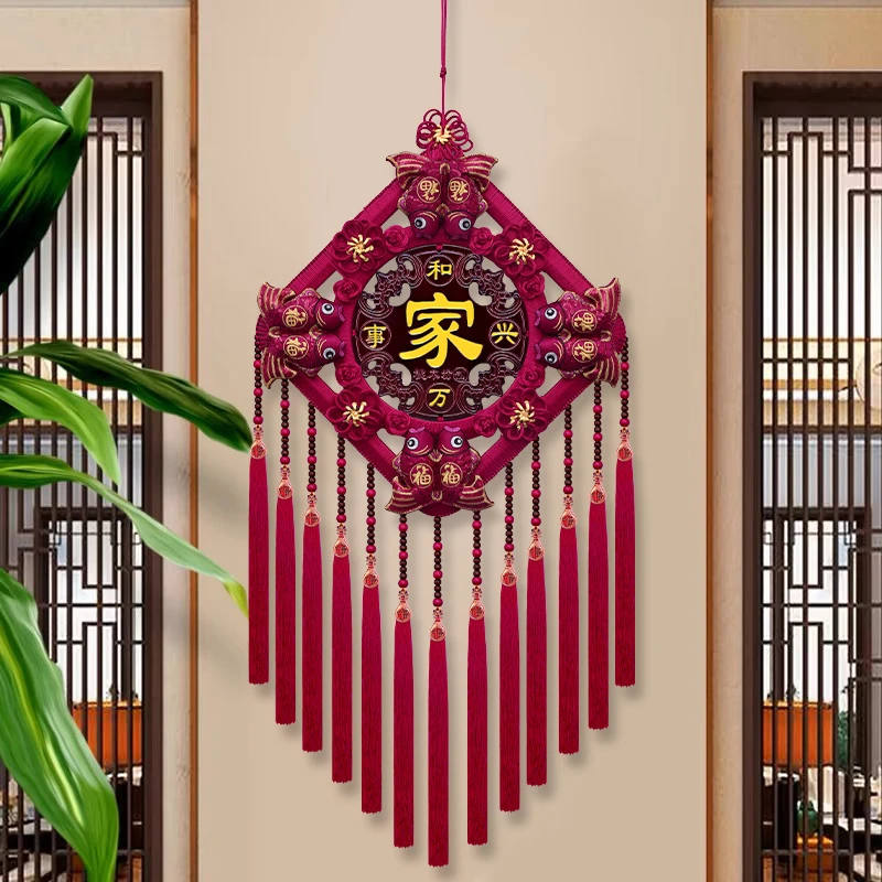 F【特大号-故宫红民族风】中国结挂件客厅过年 尺寸宽51高125 M39F